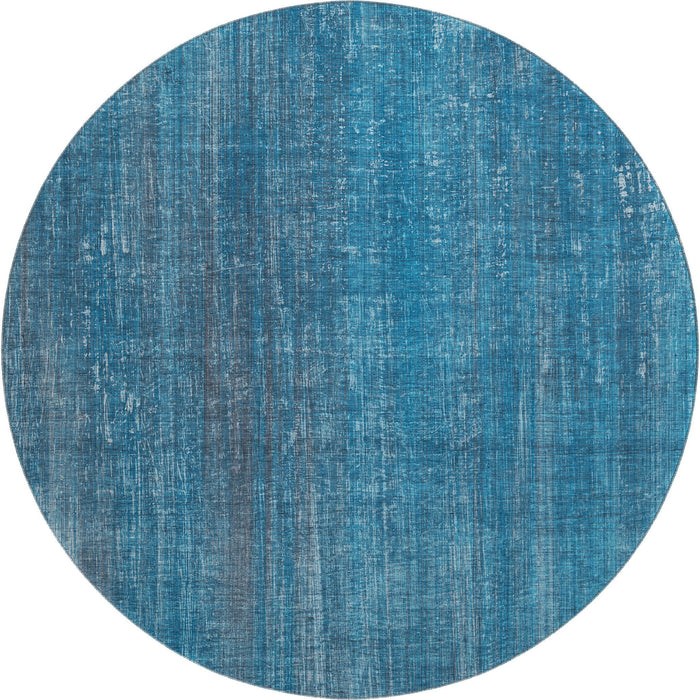 8' Striped Washable Round Rug With UV Protection (648721) - Blue / Gray