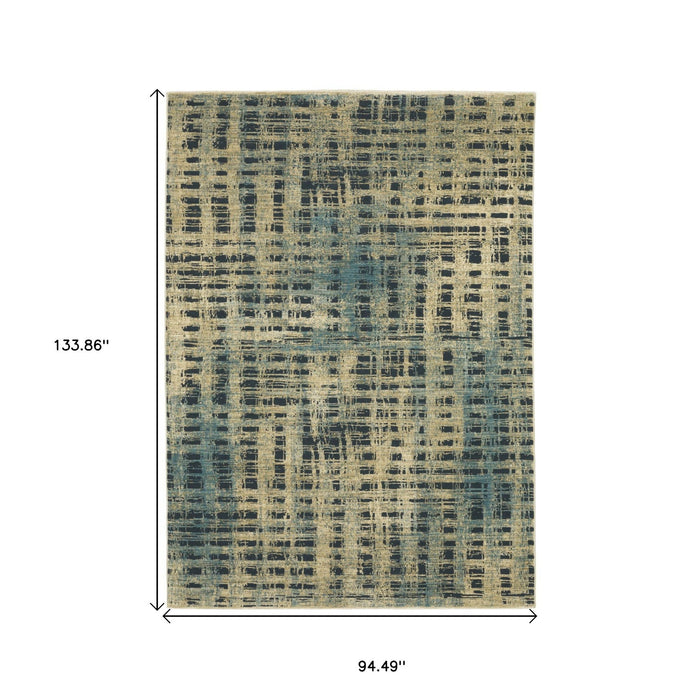 8' X 11' Geometric Area Rug - Beige / Blue