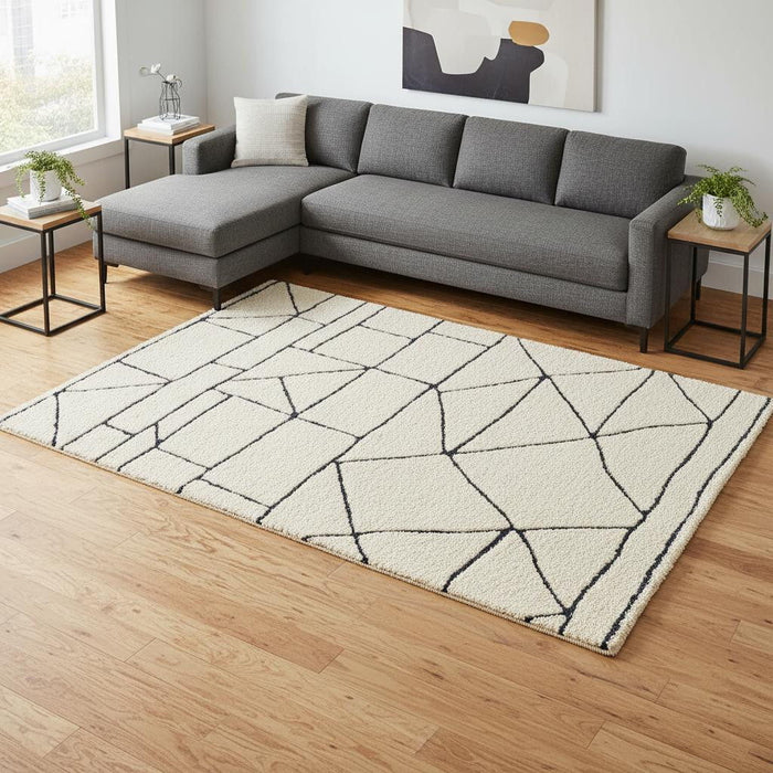 8' X 11' Geometric Area Rug (661273) - Cream / Black