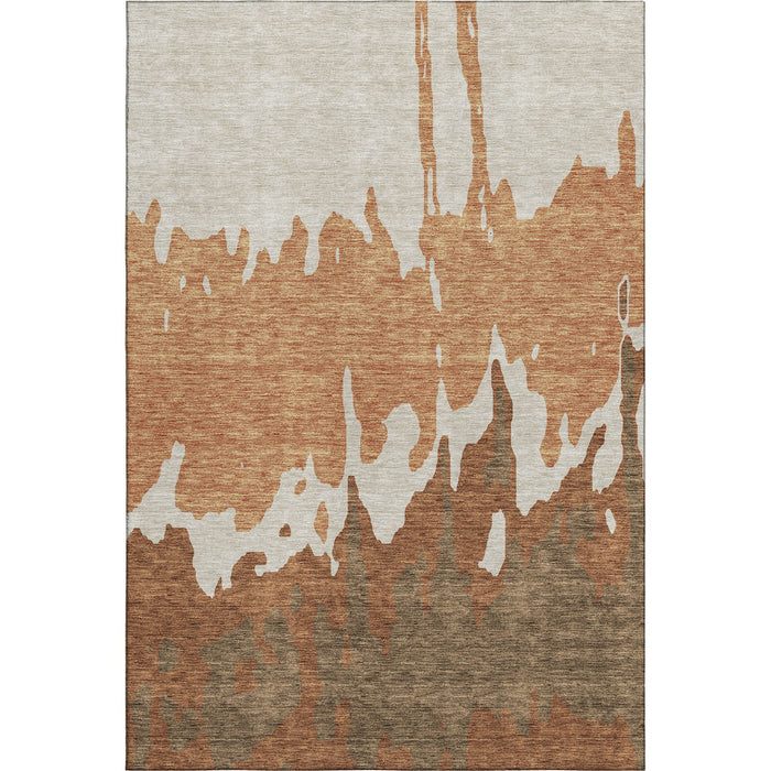10' X 14' Abstract Washable Area Rug With UV Protection (676140) - Rust / Beige / Brown