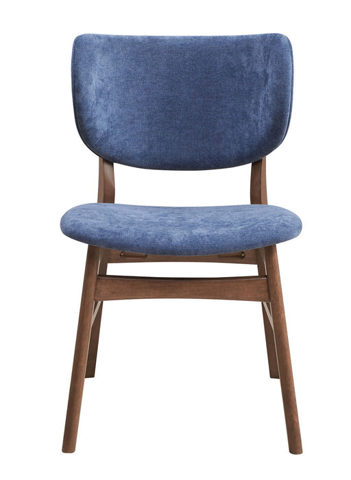 Upholstered Fabric Open Back Dining Side Chairs (Set of 2) - Blue