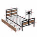 Black Giga twin size storage bed with headboard, footboard, two drawers, and a rotatable TV stand.