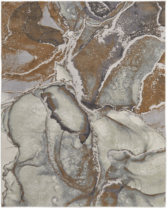 10' x 13' Marble Power Loom Area Rug - Gray And Brown