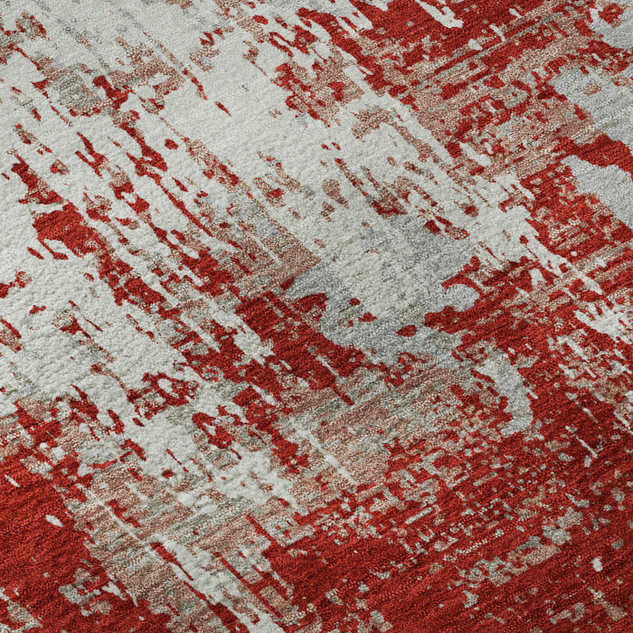 10' X 14' Abstract Washable Area Rug With UV Protection (679156) - Red / Gray / Ivory