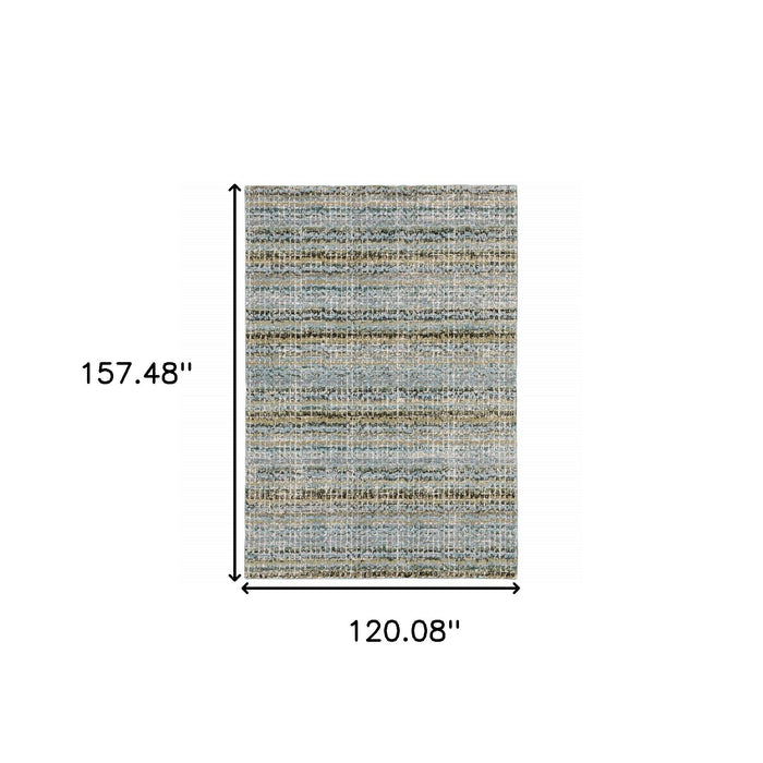 10' X 13' Abstract Power Loom Area Rug - Ivory Blue