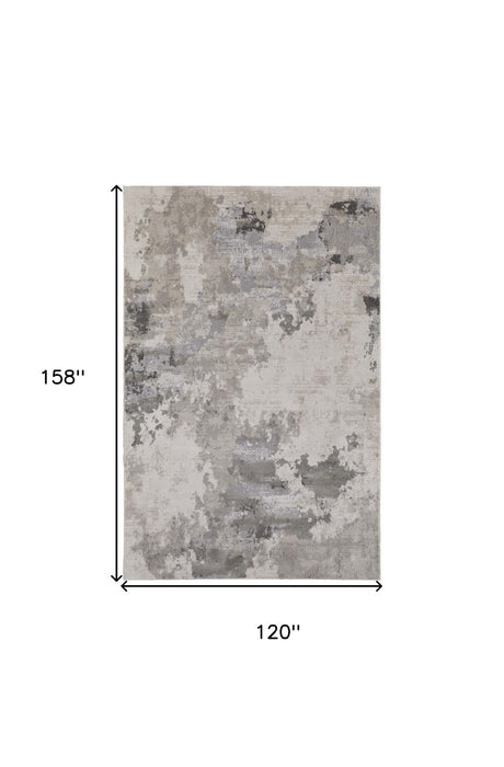 10' x 13.2' Abstract Stain Resistant Area Rug - Ivory And Gray
