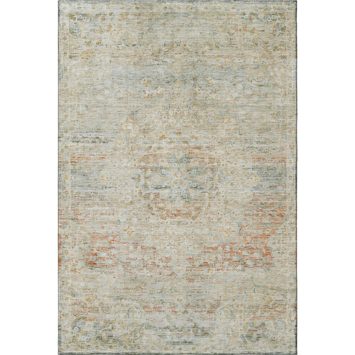 10' X 14' Floral Medallion Washable Area Rug With UV Protection (695588) - Tan / Beige / Teal