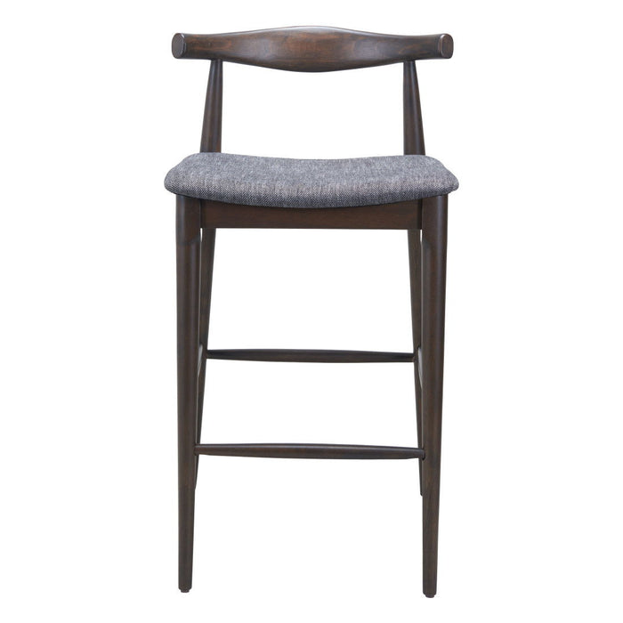 Wood And Fabric Low Back Bar Chairs (Set of 2) - Gray