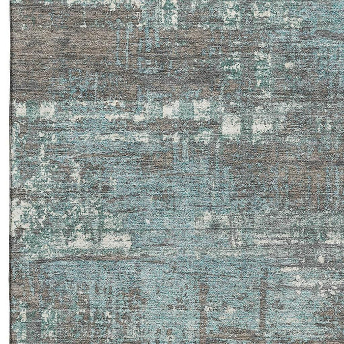 10' X 14' Geometric Washable Area Rug With UV Protection (709744) - Taupe / Teal / Ivory