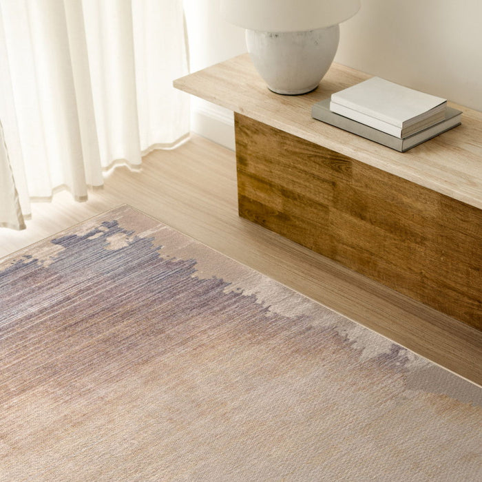 7' x 9' Abstract Non Skid Area Rug - Beige And Blue