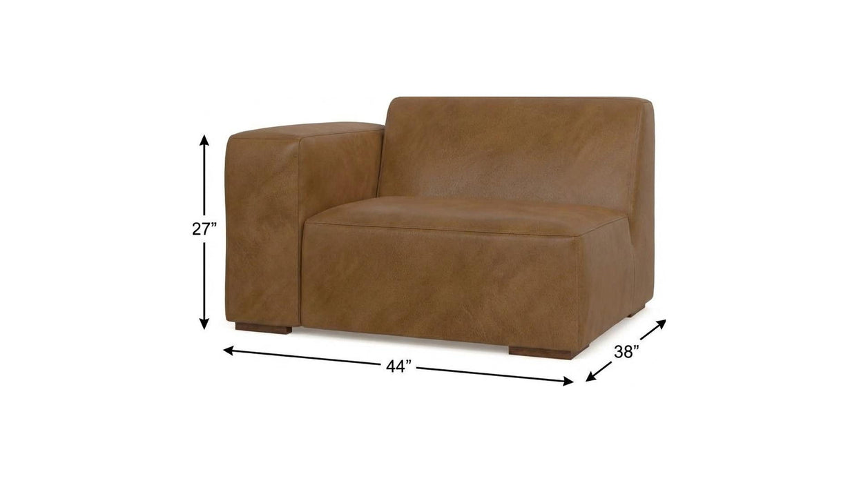 44" Leather Modular Sofa - Brown