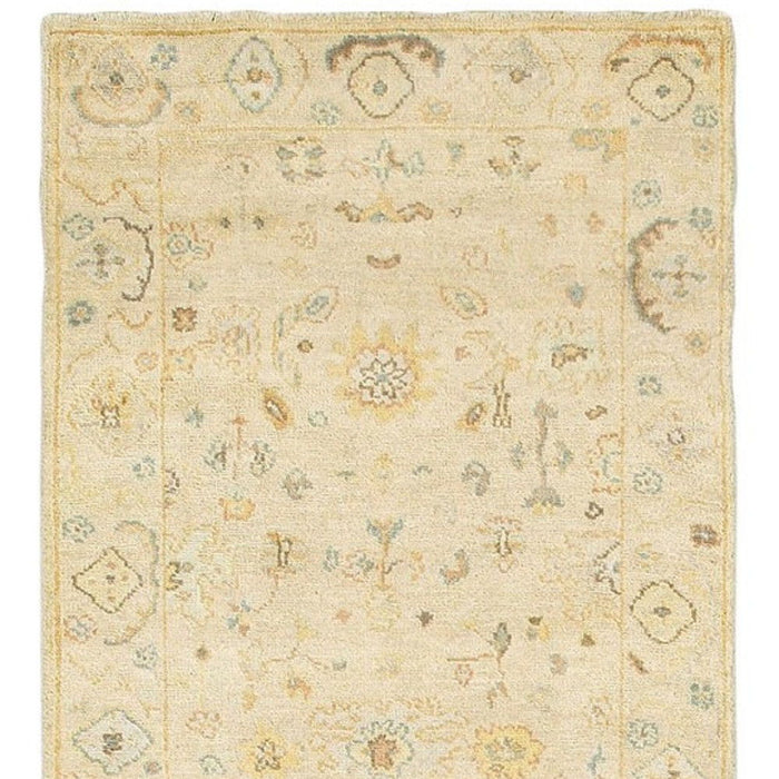 10' Wool Oriental Hand Knotted Runner Rug - Beige / Gray