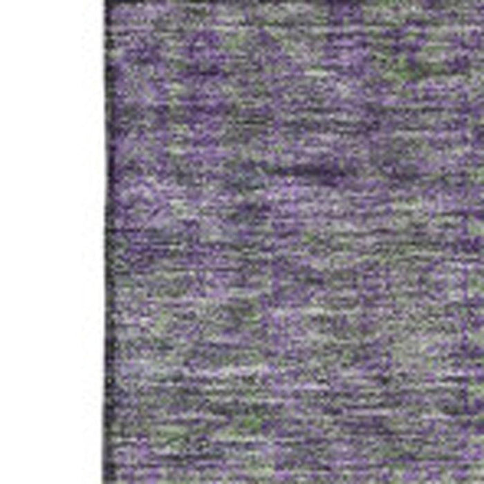 10' X 14' Floral Washable Area Rug With UV Protection (653380) - Fern Green / Purple