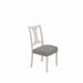 Set of two Giga Tannen dining side chairs in white and gray with modern design, featuring cushioned seats and sleek metal legs.