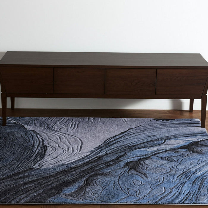 6' X 4' Coastal Abstract Hand Tufted Area Rug - Blue / Gray