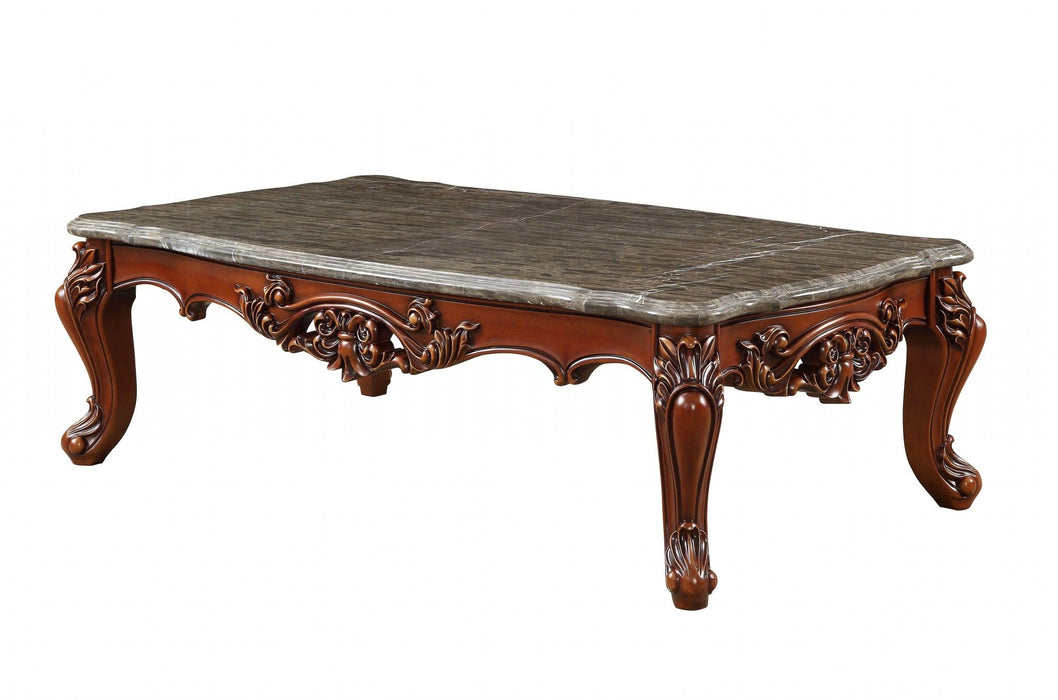Marble Walnut Wood Coffee Table - Gray and Brown