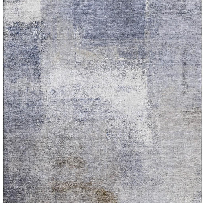 8' X 10' Abstract Washable Area Rug With UV Protection - Blue And Beige