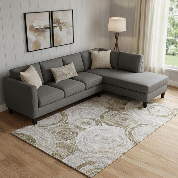 10' X 14' Geometric Washable Area Rug With UV Protection (700071) - Brown / Gray