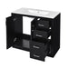 Giga bathroom vanity with sink, storage cabinet, three drawers, and soft-closing doors, freestanding design for modern bathrooms.