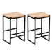 Set of two 25-inch backless water hyacinth woven bar stools with footrests, natural finish, by Giga.