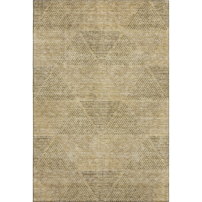 8' X 10' Geometric Washable Area Rug With UV Protection - Wheat And Beige
