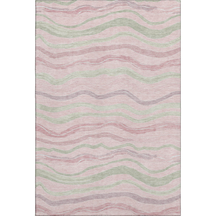 10' X 14' Striped Washable Area Rug With UV Protection (694580) - Pink / Ivory / Mint Green