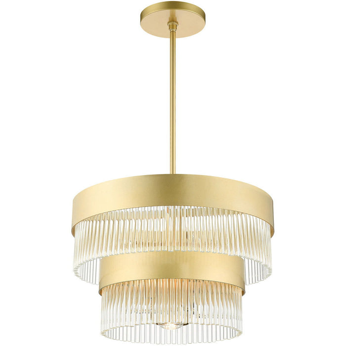 Five Light Dimmable Chandelier With Shades - Gold