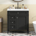 Giga bathroom vanity with top sink, two-drawer storage cabinet, and tip-out drawer, featuring modern white finish and sleek design.