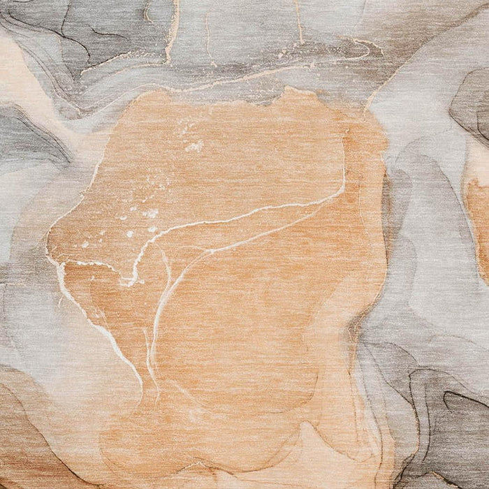 9' X 12' Abstract Washable Area Rug With UV Protection (646733) - Orange / Gray / Ivory