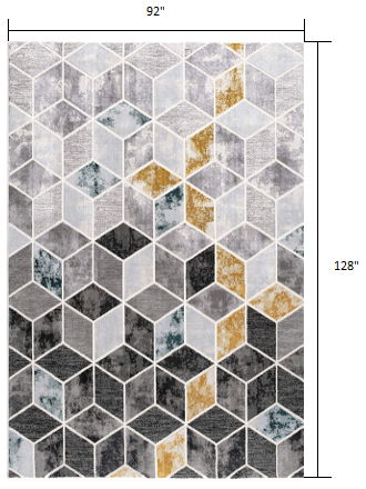 7.7' x 10.7' Geometric Power Loom Area Rug - Gray