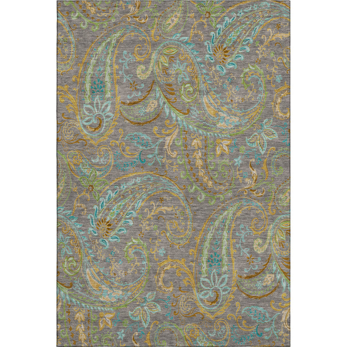 3' X 5' Paisley Washable Area Rug With UV Protection (647999) - Taupe / Green / Blue