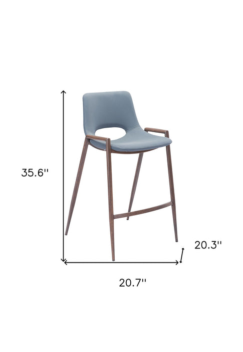 26" Steel Low Back Counter Height Bar Chairs (Set of 2) - Gray And Brown