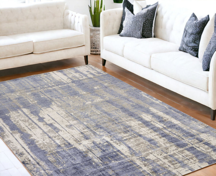 7' x 10' Viscose Area Rug - Gray Or Blue