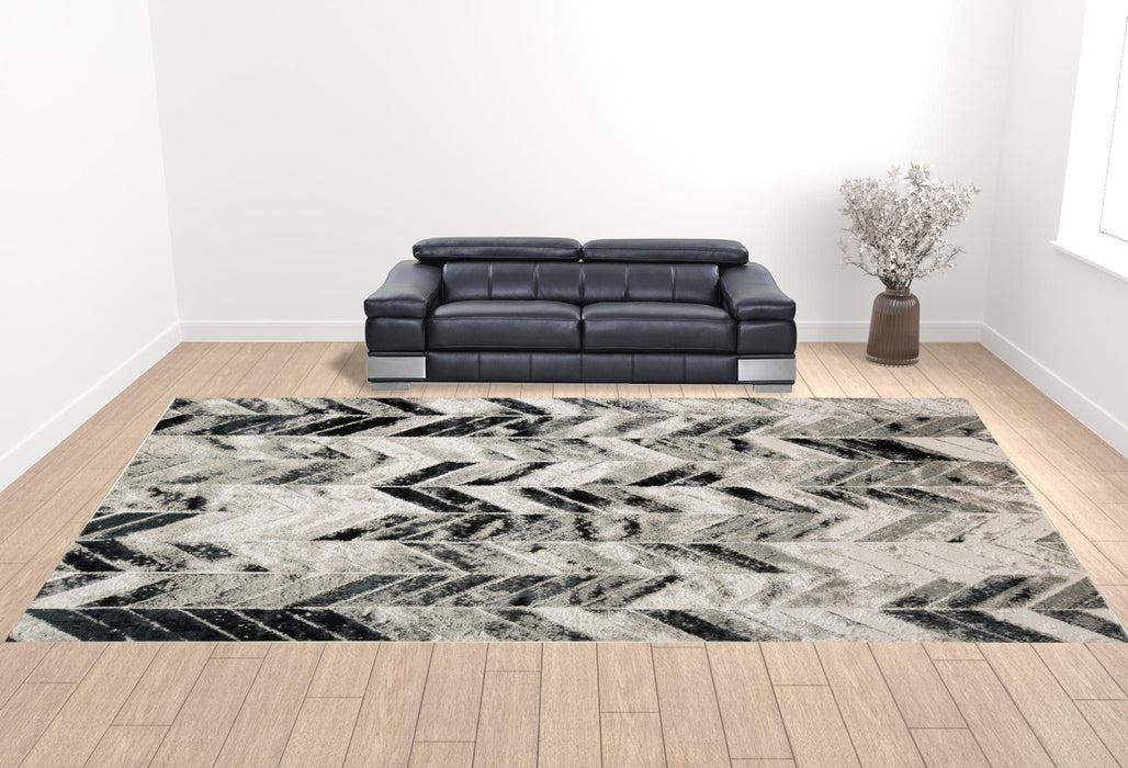 13' X 20' Geometric Area Rug - Black Gray And Silver