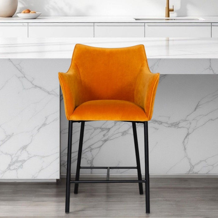 Iron Low Back Counter Height Bar Chair - Yellow And Black