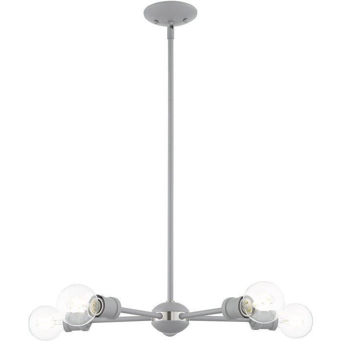 11" Five Light Dimmable Chandelier With Shades - Gray