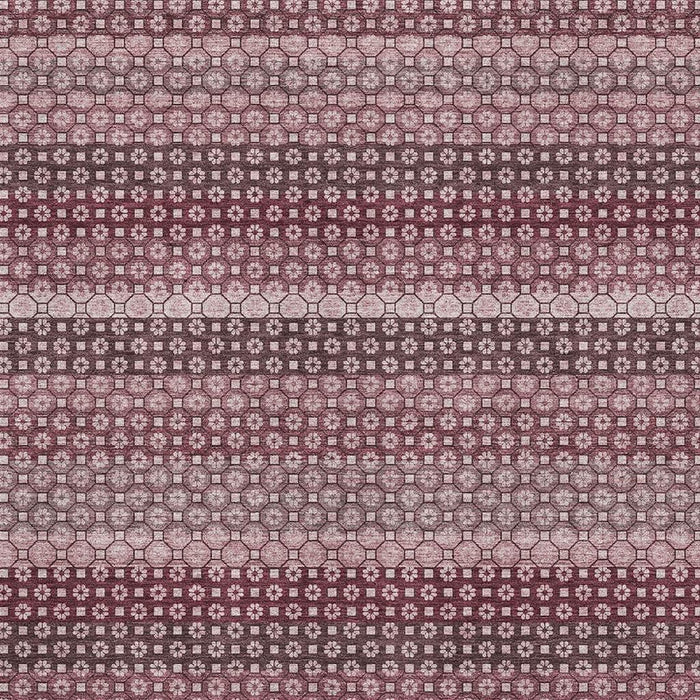 10' X 14' Striped Washable Area Rug With UV Protection (693588) - Burgundy / Merlot / Pink