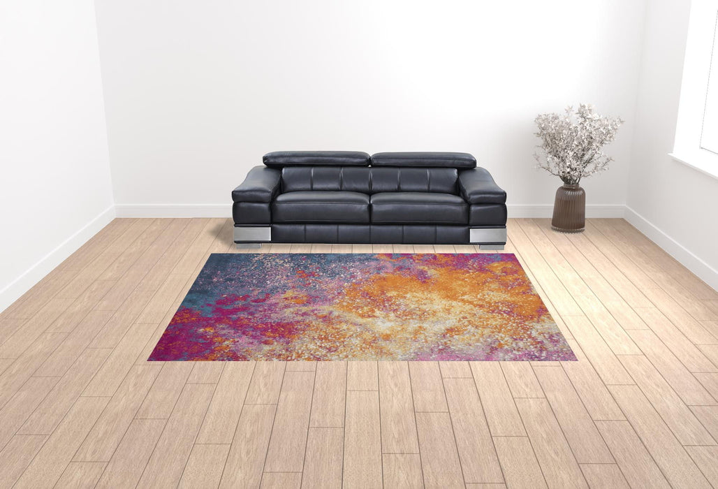 9' x 12' Abstract Power Loom Area Rug - Blue