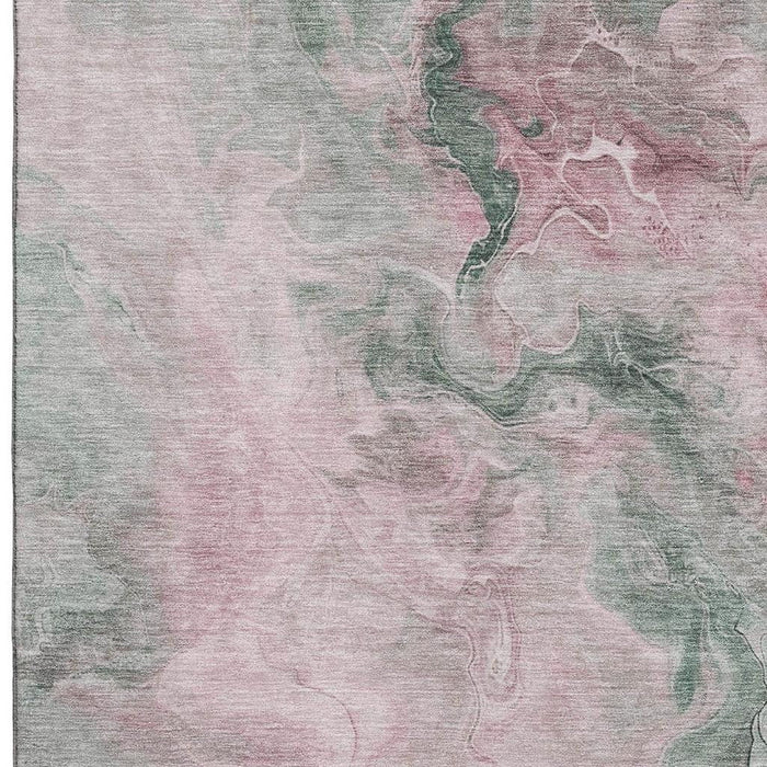 10' X 14' Abstract Washable Area Rug With UV Protection (697019) - Blush / Sage / Ivory