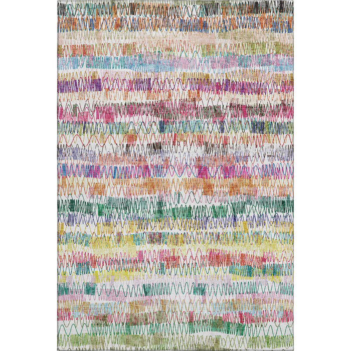 10' X 14' Striped Washable Area Rug With UV Protection (667569) - Green / Purple / Orange