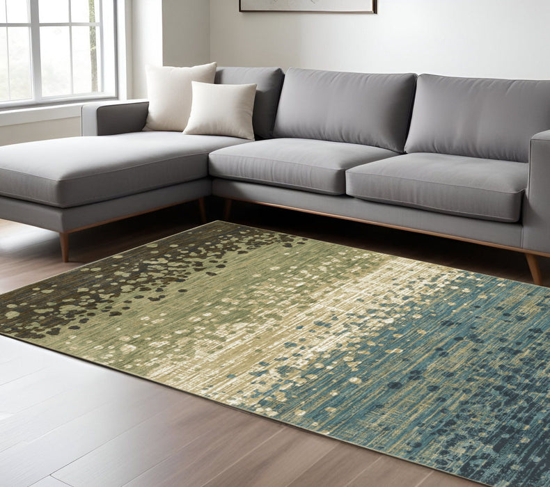 10' X 13' Abstract Area Rug - Blue And Brown
