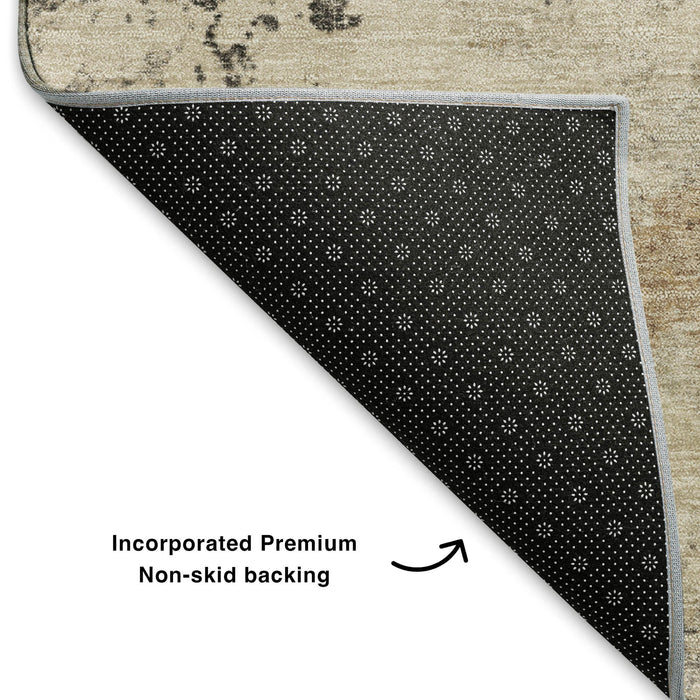 10' X 14' Abstract Washable Area Rug With UV Protection (701611) - Rust / Gray / Ivory