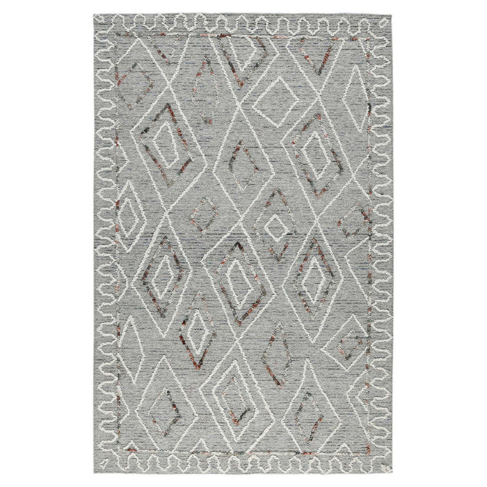 9' X 13' Wool Geometric Hand Hooked Area Rug - Gray