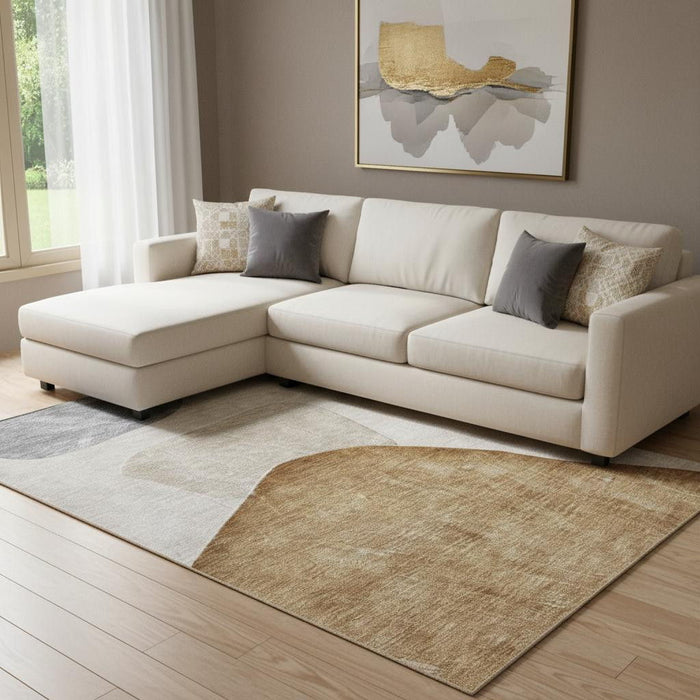 10' X 14' Abstract Washable Area Rug With UV Protection (648472) - Brown / Gray