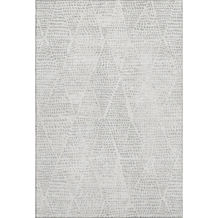 10' X 14' Diamond Washable Area Rug With UV Protection (650614) - Silver / Ivory