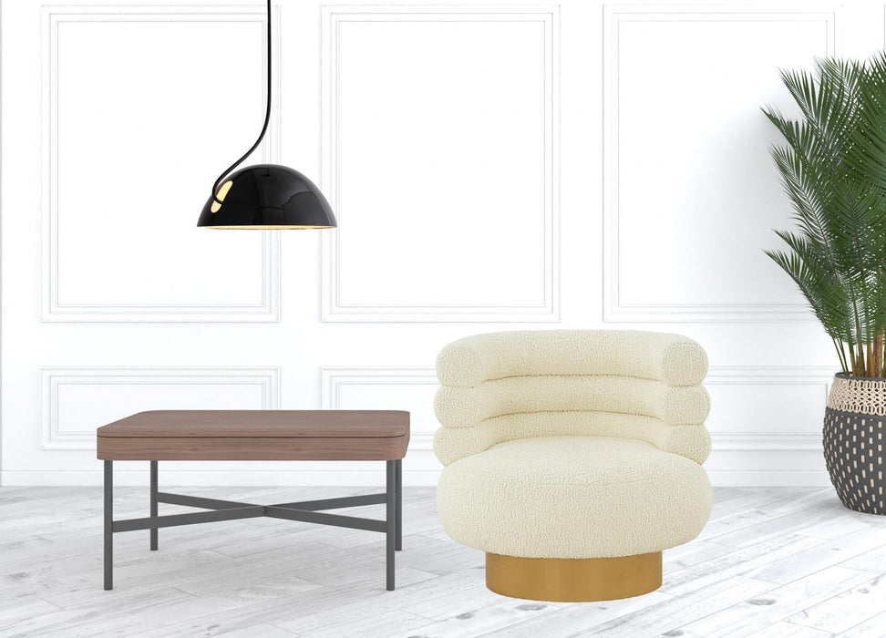 Modern Fabric Accent Chair - Cream And Gold