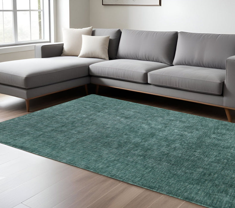 9' X 13' Hand Woven Area Rug - Green And White