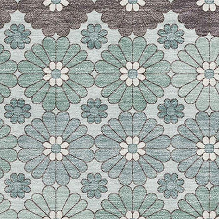 10' X 14' Geometric Washable Area Rug With UV Protection (696890) - Teal / Gray / Silver