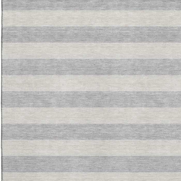 10' X 14' Striped Washable Area Rug With UV Protection (647764) - Pewter / Gray