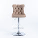 Set of 2 Giga swivel barstools with adjustable seat height, tufted upholstery, back support, for home pub and kitchen island.